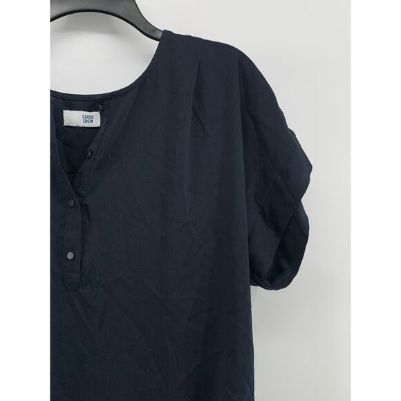 CARGO CREW Women's Navy Solid Half-Button Short Sleeve Uniform Shirt SZ 14(US10) - Picture 3 of 12